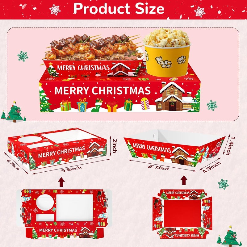 Jansun 36Pcs Christmas Movie Night Snack Trays Candy Popcorn French Fries Snack Trays Christmas Movie Boxes for Snacks Tray Xmas Party Supplies - Image 2